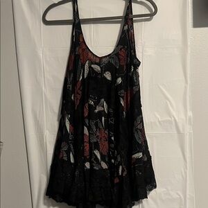 Free People Black and Red Floral Camisole tunic dress